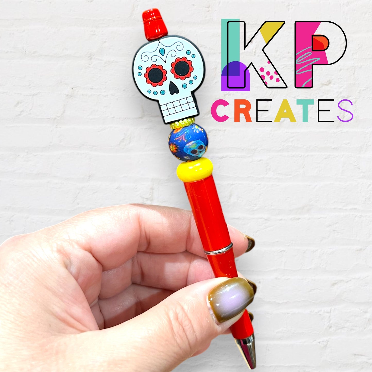 Sugar Skull Beaded Pen