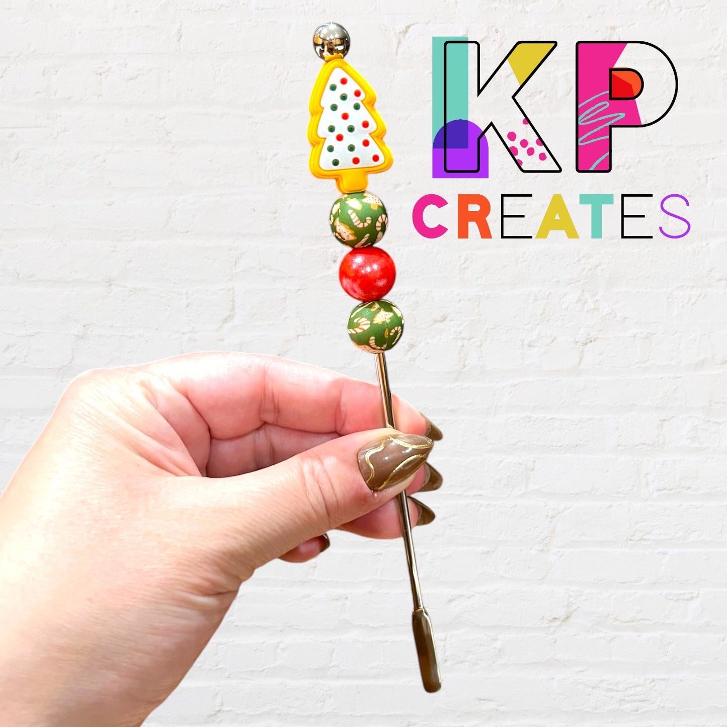 Christmas Tree Cookie Beaded Drink Stirrer