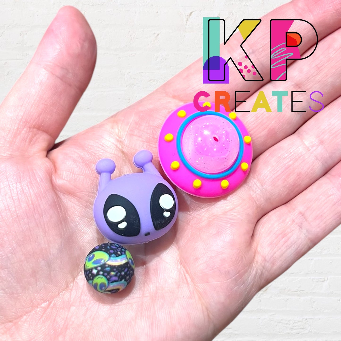 Purple Alien Beaded Drink Stirrer