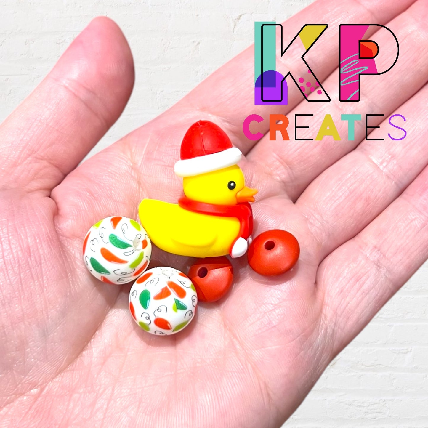 Christmas/Santa Rubber Duck (Yellow) Beaded Drink Stirrer