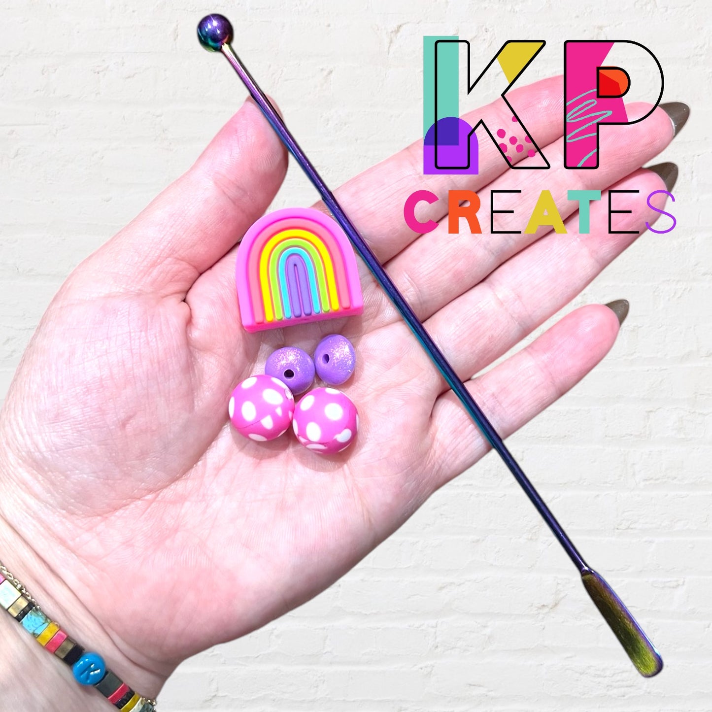 Bright Rainbow Beaded Drink Stirrer