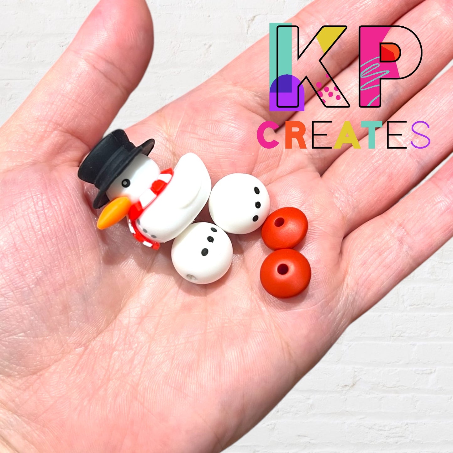 Snowman Rubber Duck Beaded Drink Stirrer