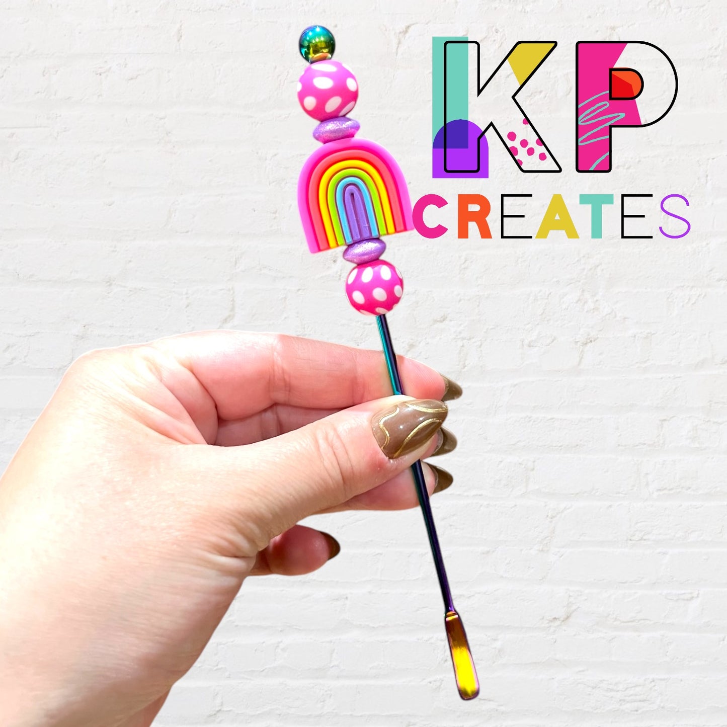 Bright Rainbow Beaded Drink Stirrer