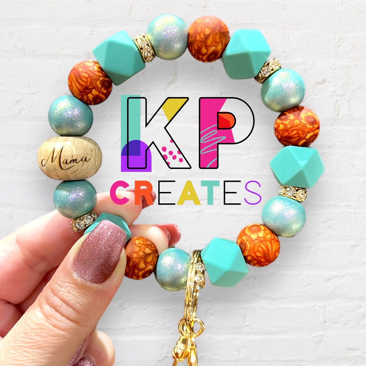 I Leather Mama Silicone Bead Wristlet Keychain