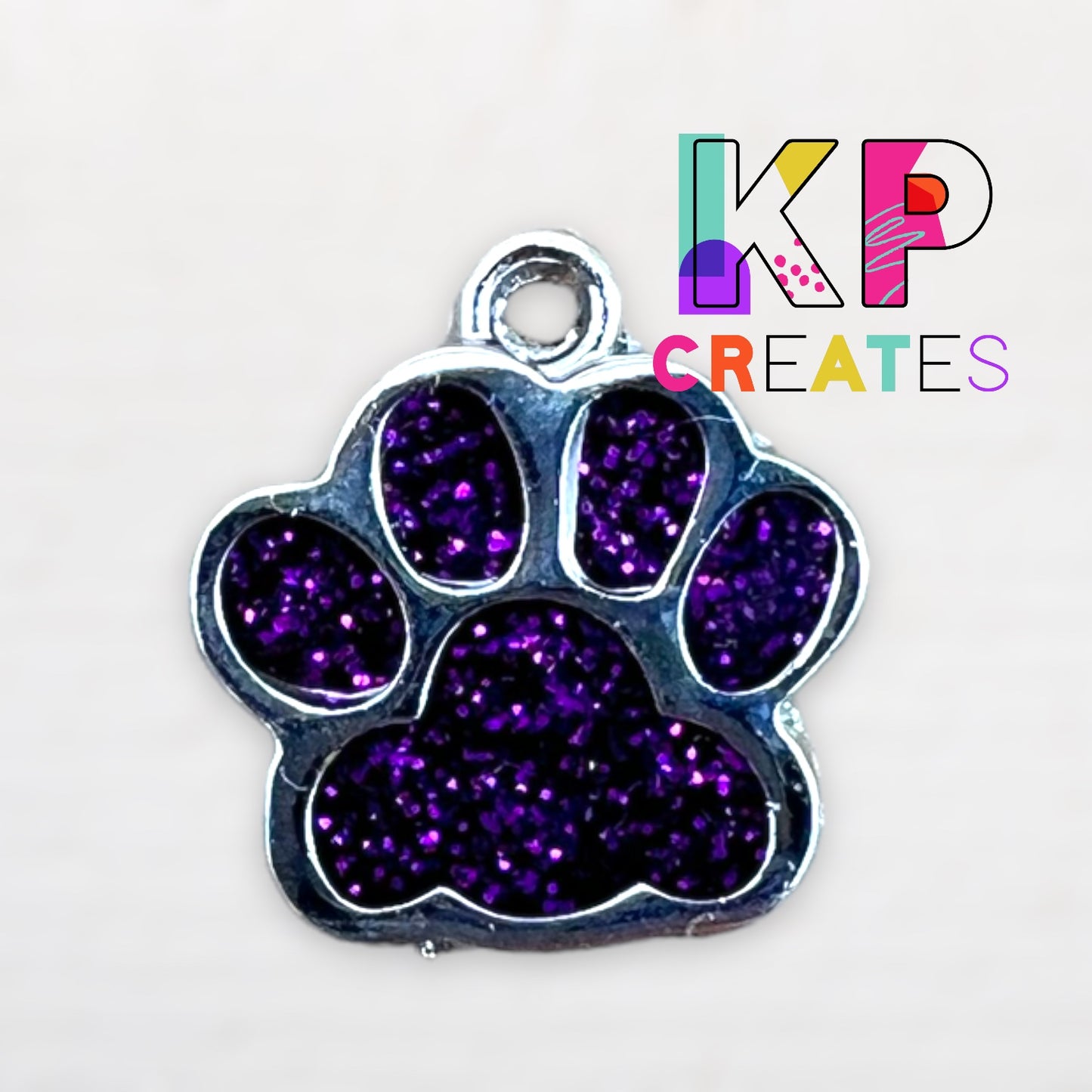 Glitter Paw Print Charm