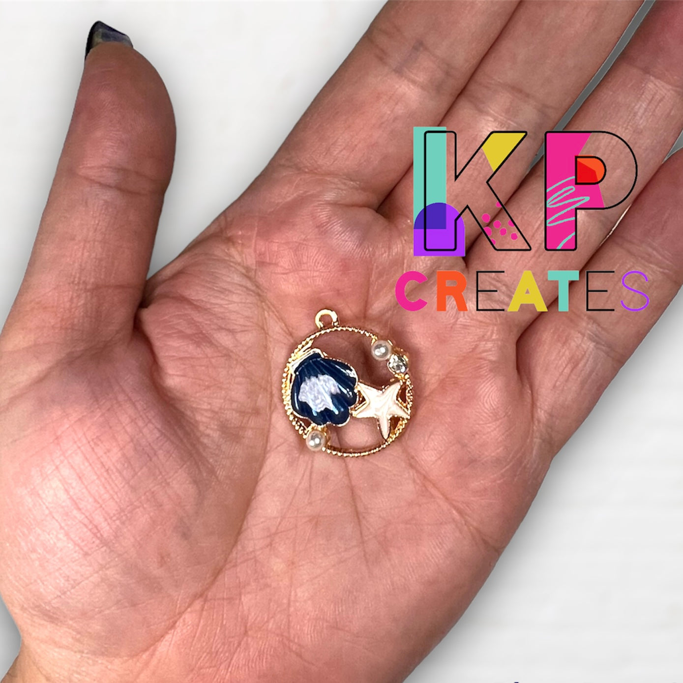 Clam and Starfish Enamel Charm