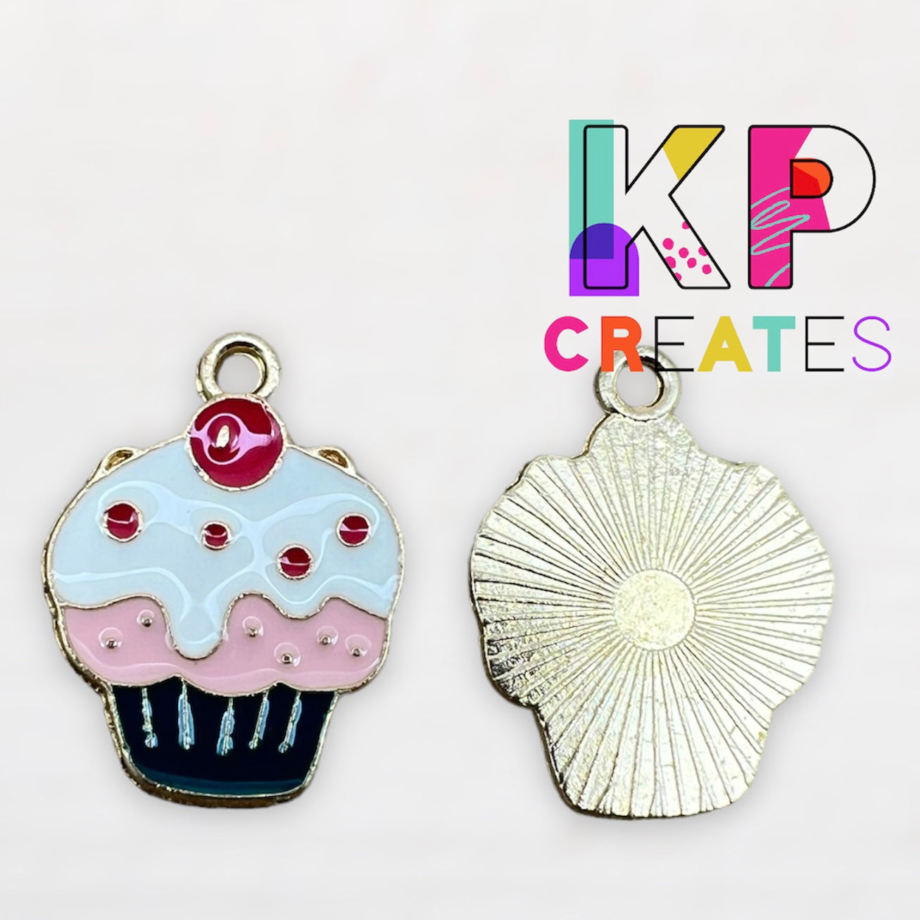 Cupcake Enamel Charm