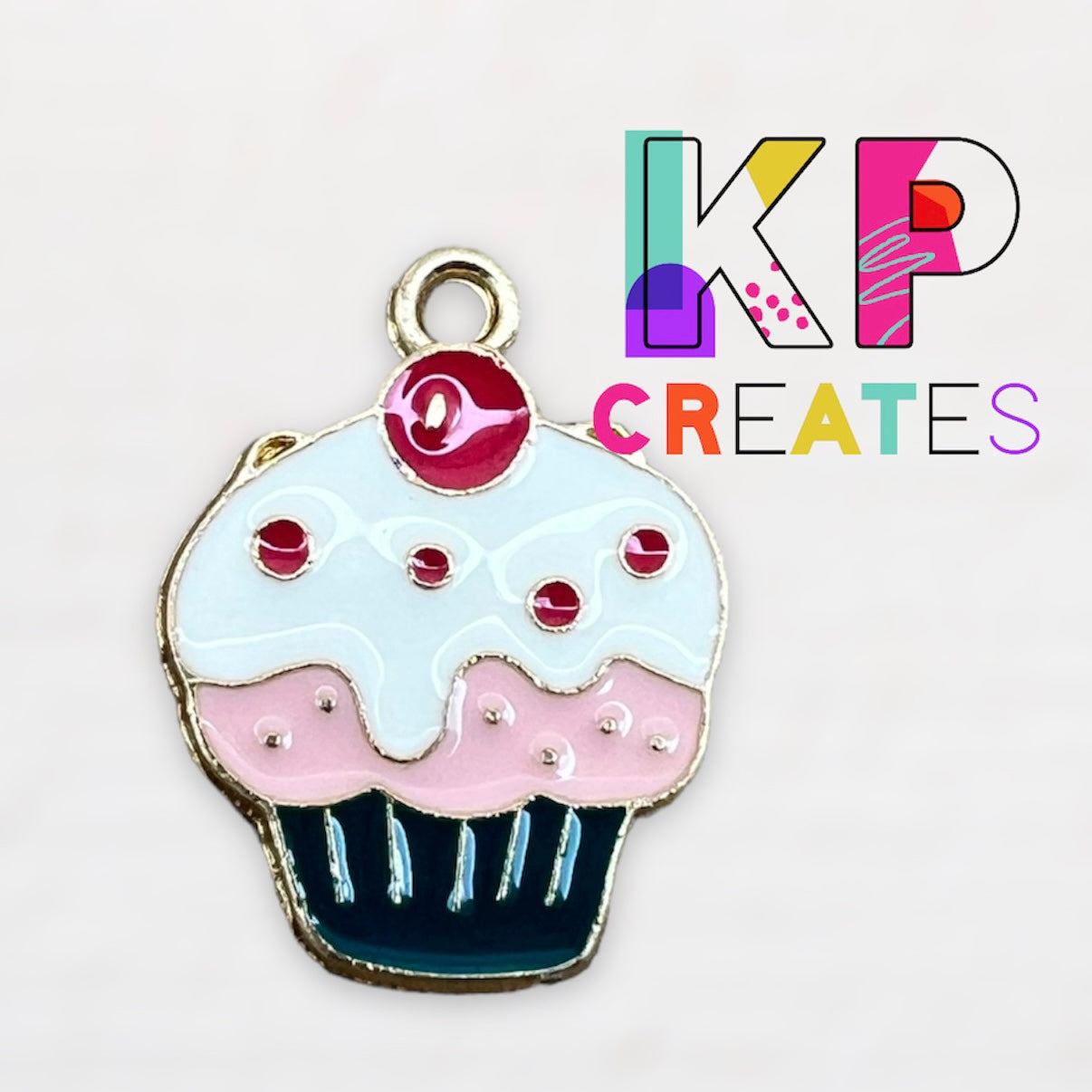 Cupcake Enamel Charm