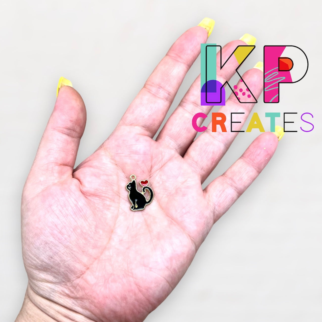 Black Heart Cat Enamel Charm