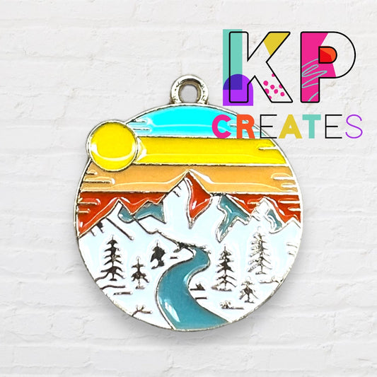 Sunset Mountain Enamel Charm