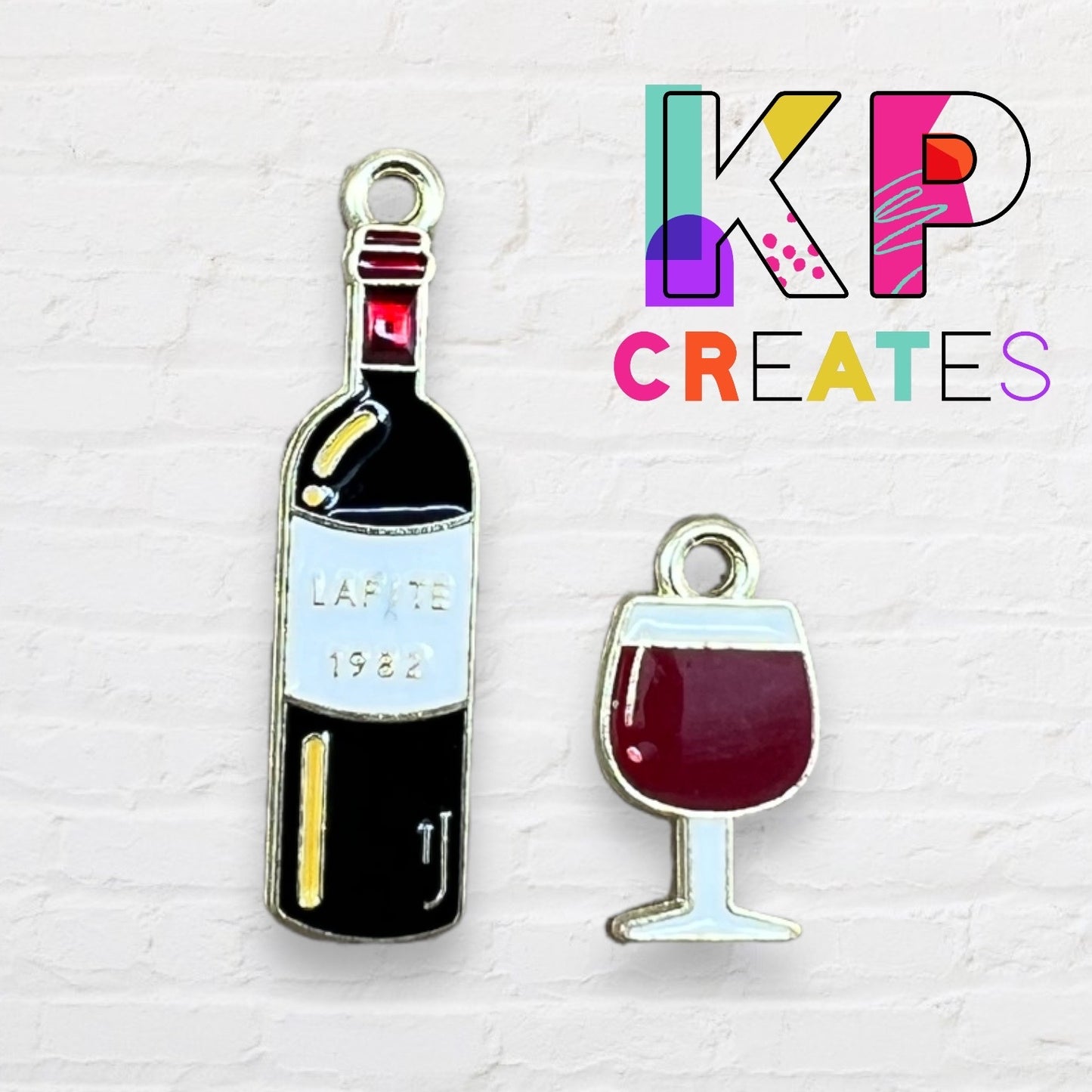 Wine Bottle Enamel Charm