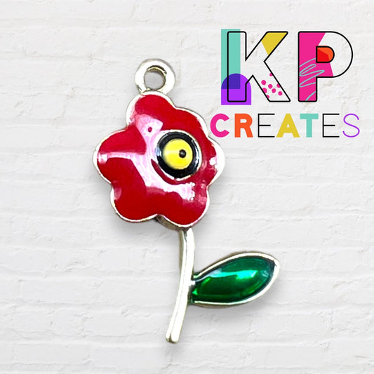 Red Poppy Enamel Charm