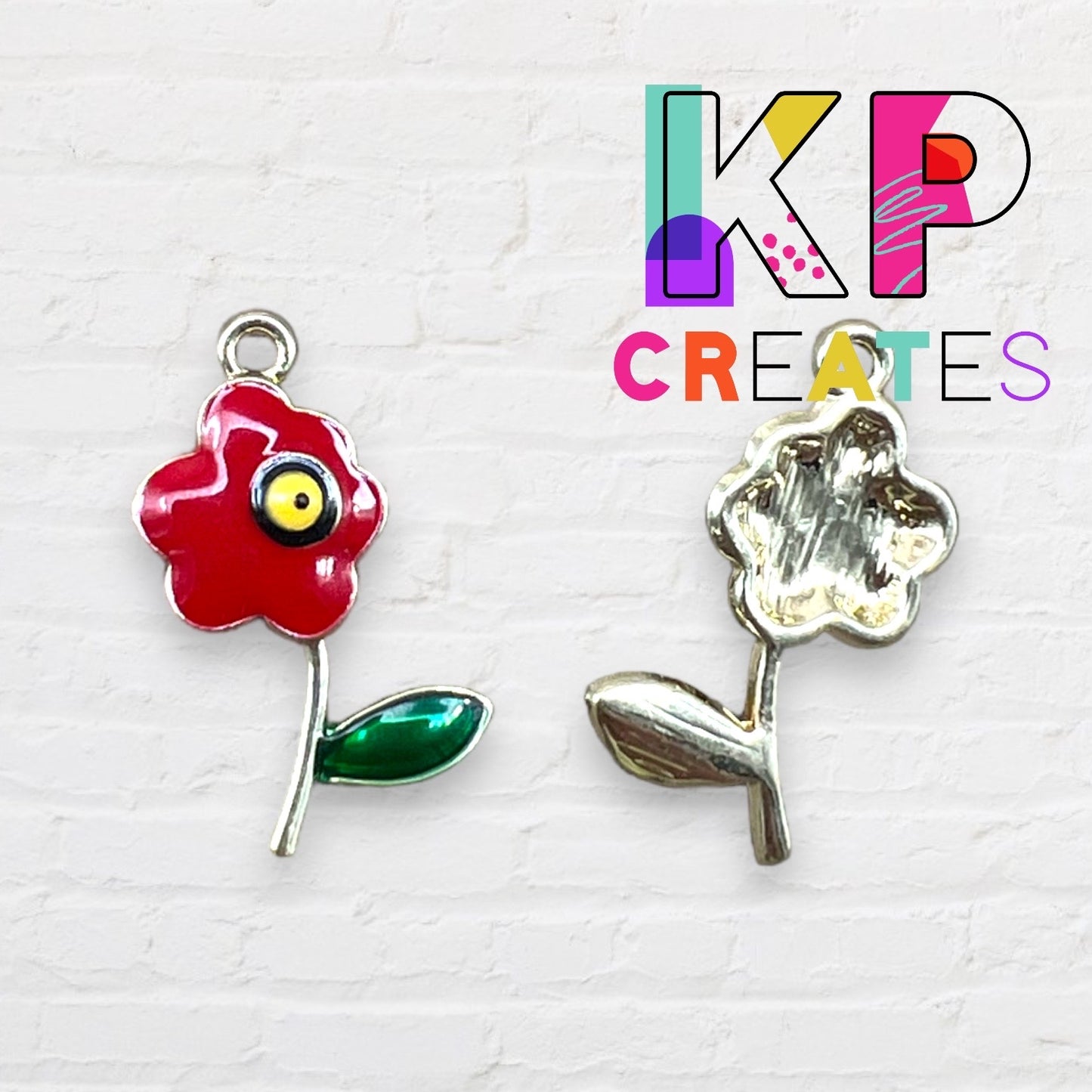 Red Poppy Enamel Charm