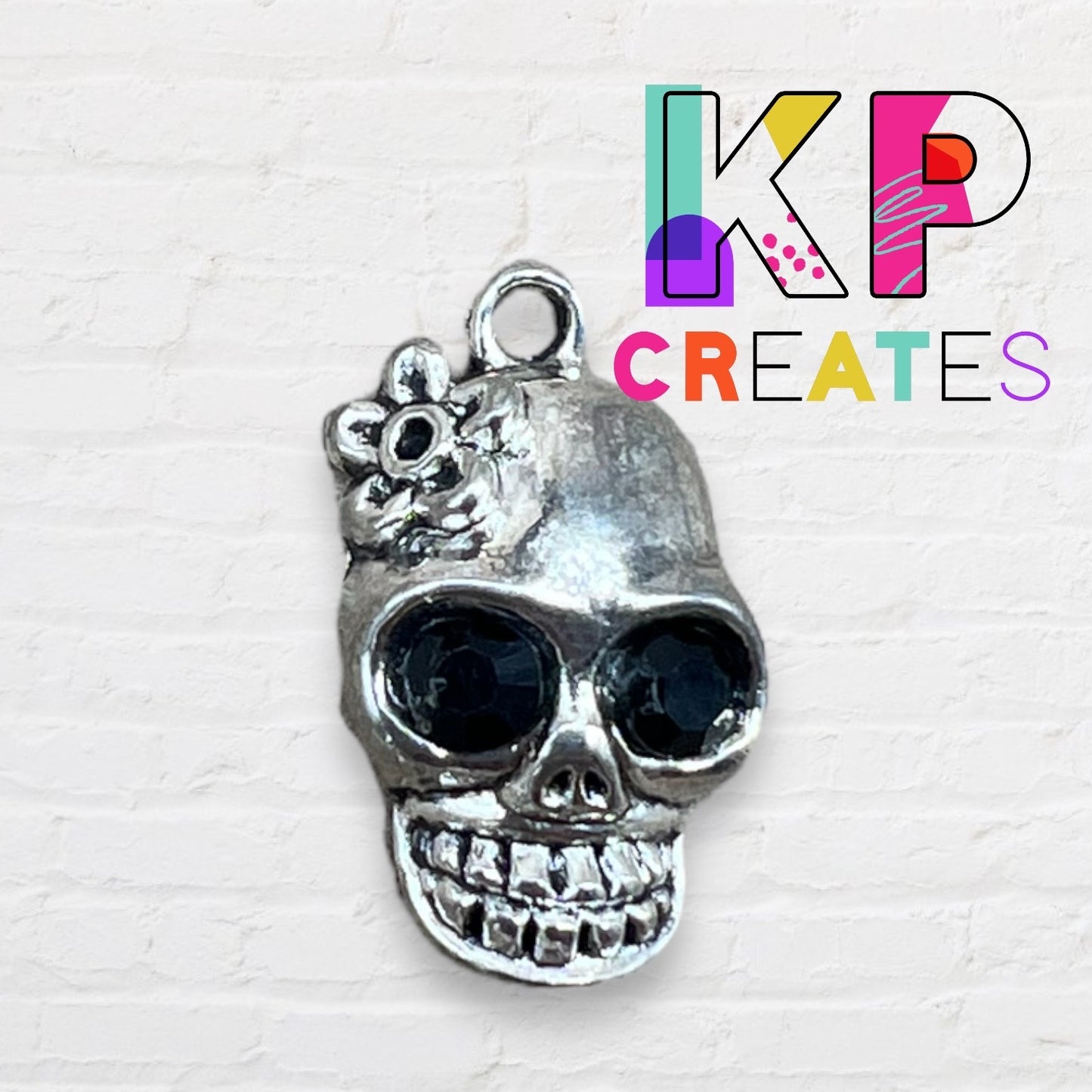 Skull with Gem Eyes Charm