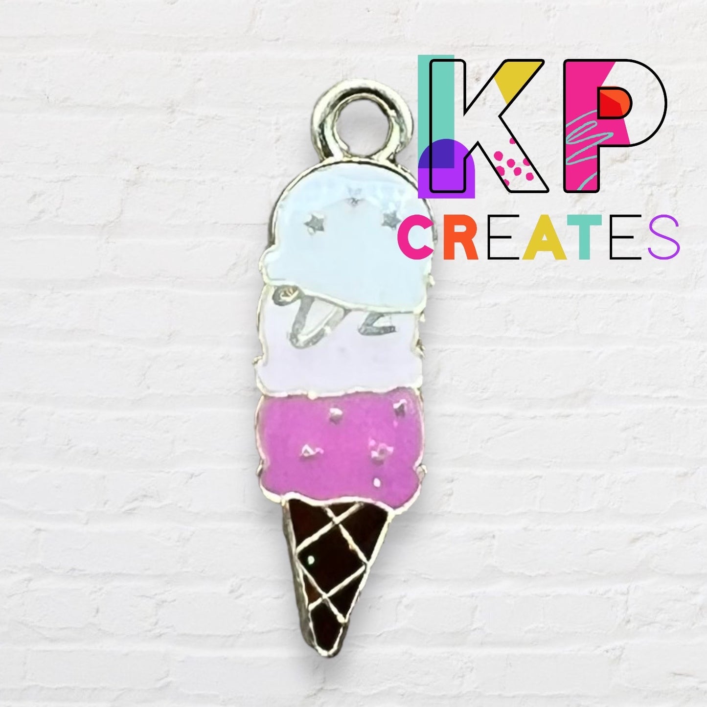 Ice Cream Cone Enamel Charm