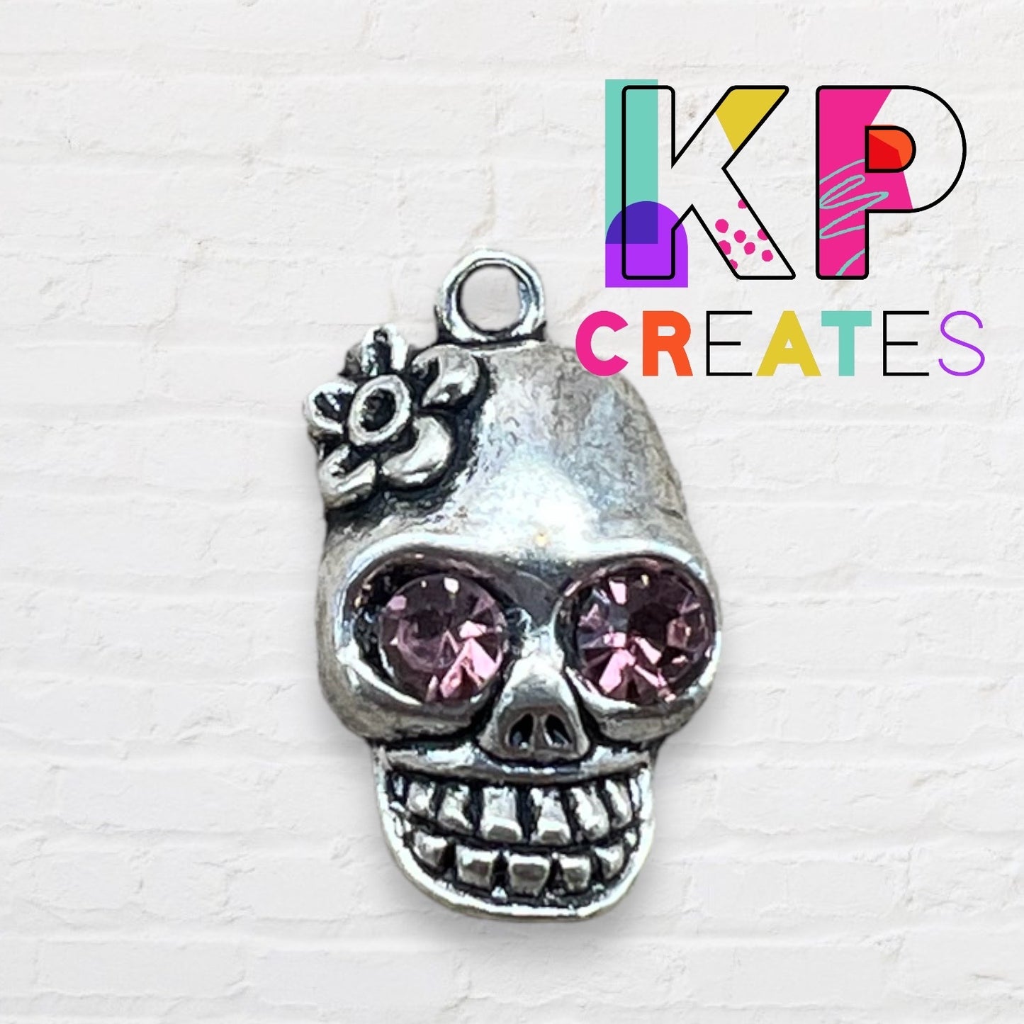 Skull with Gem Eyes Charm