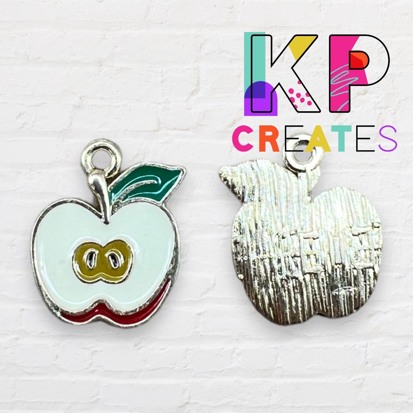 Half Apple Enamel Charm