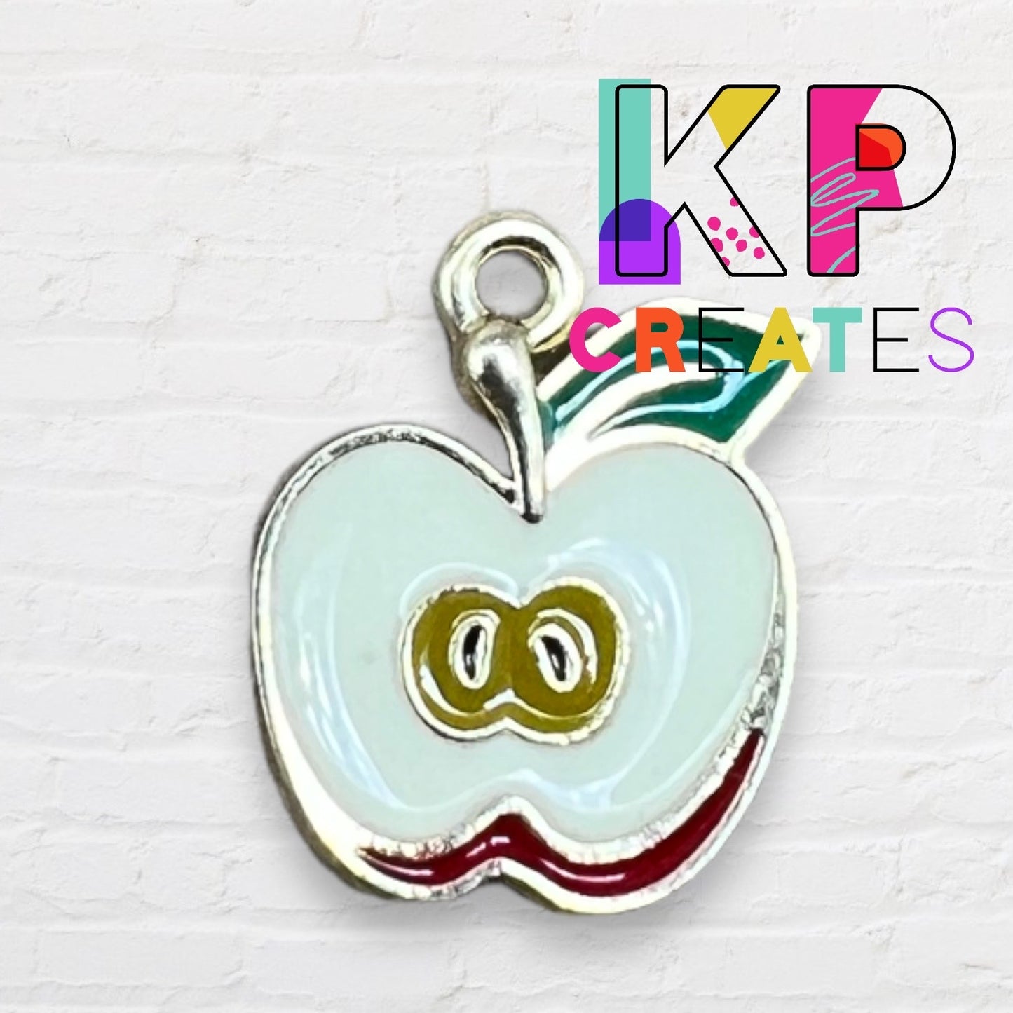 Half Apple Enamel Charm