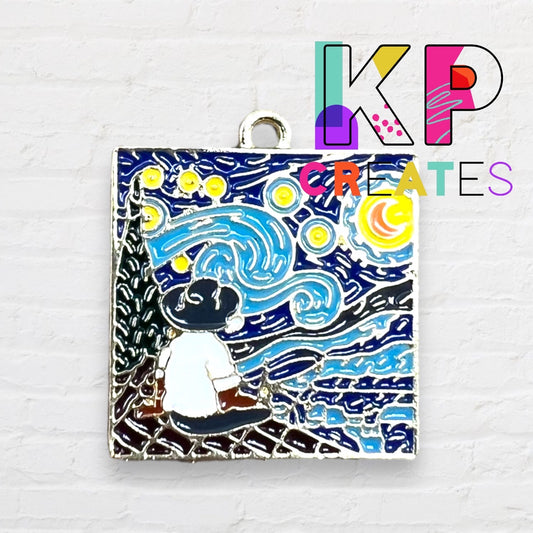 Starry Night Enamel Charm