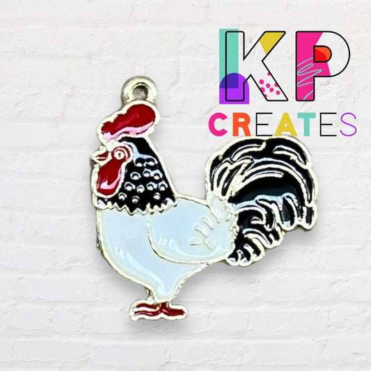 Rooster Enamel Charm