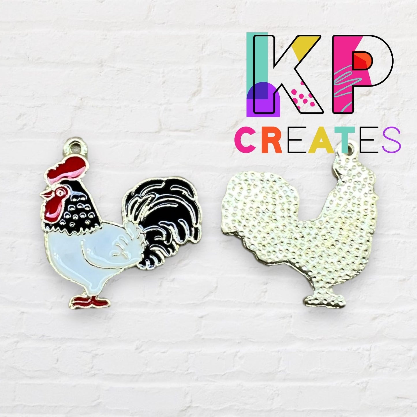 Rooster Enamel Charm