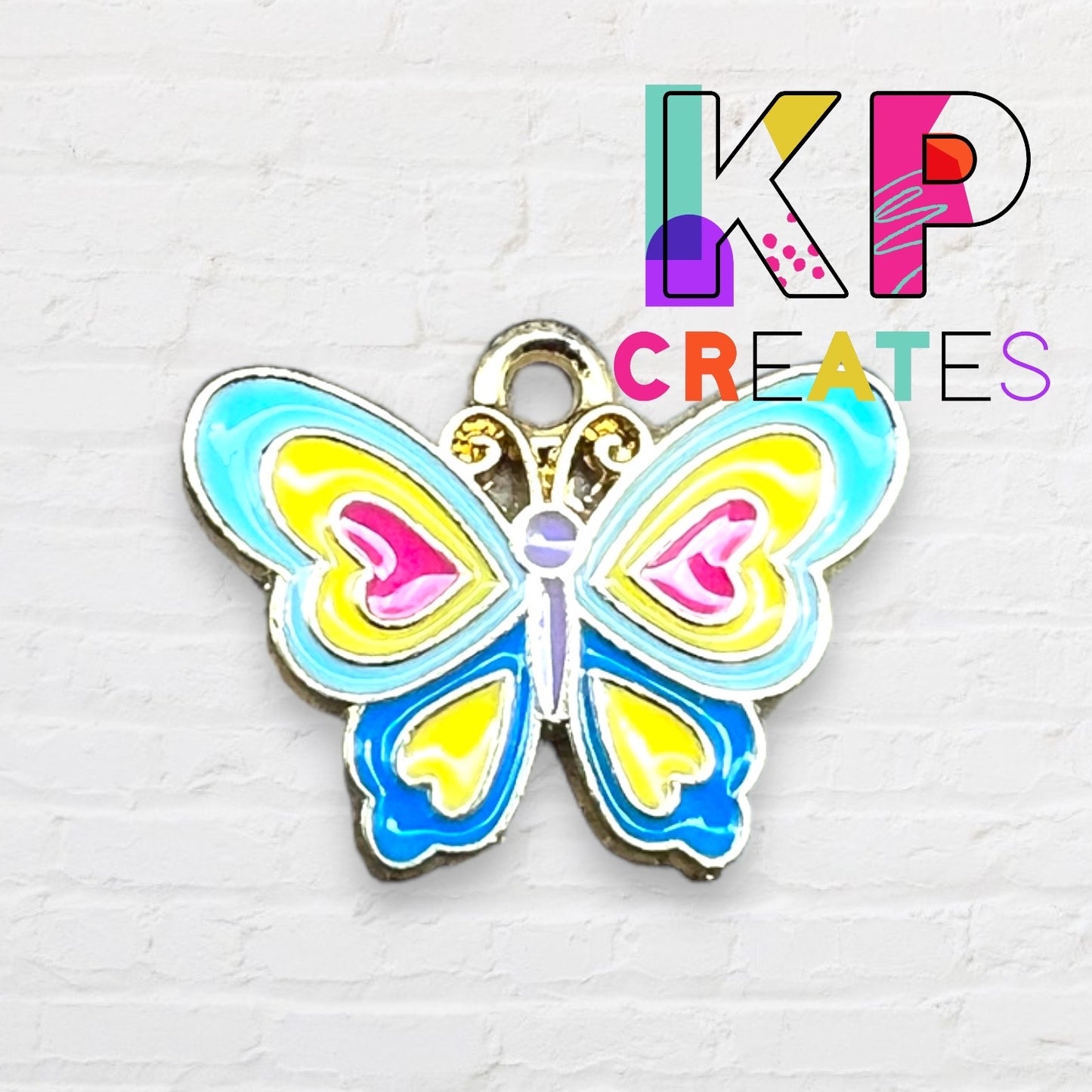 Heart Butterfly Enamel Charm