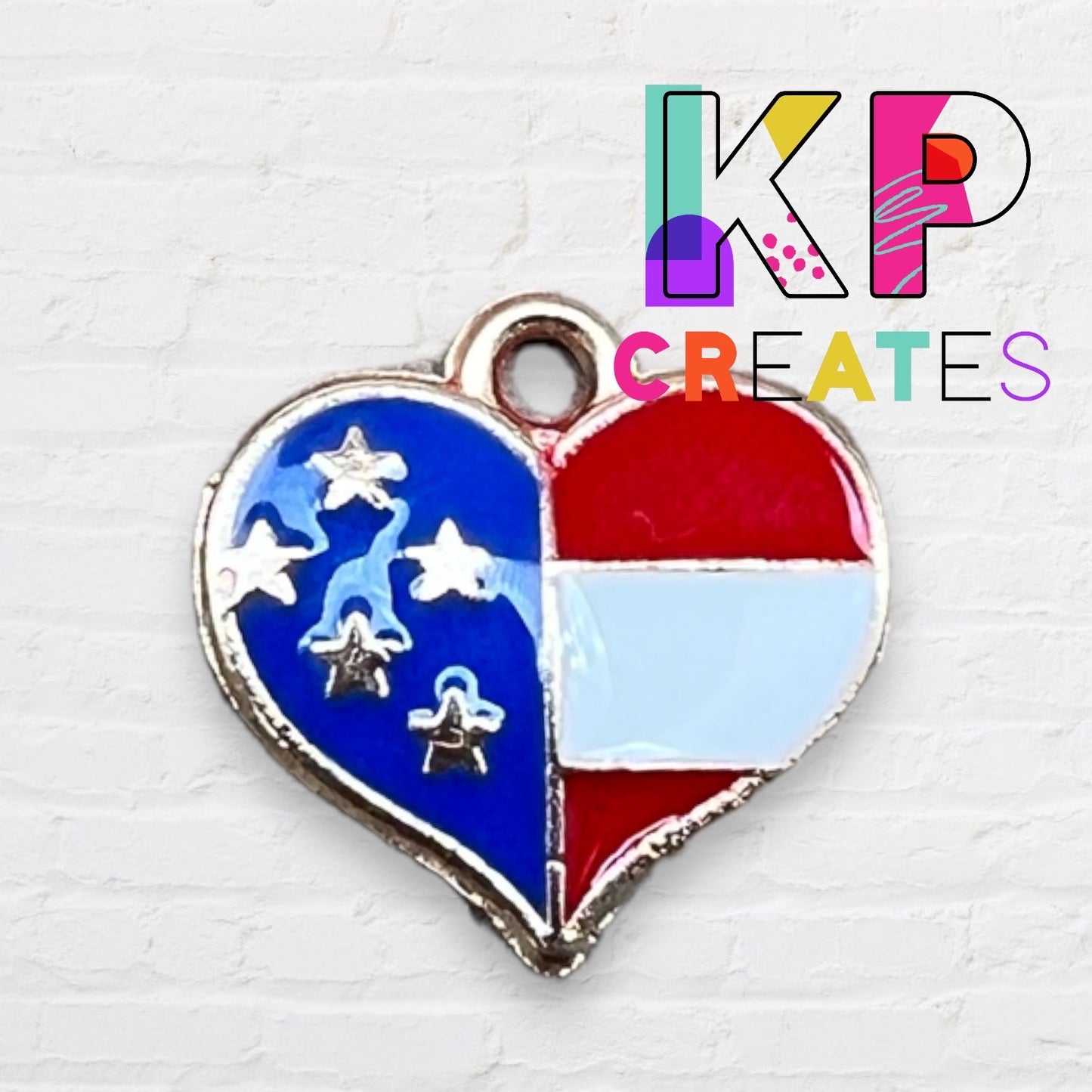 USA Flag Heart Enamel Charm