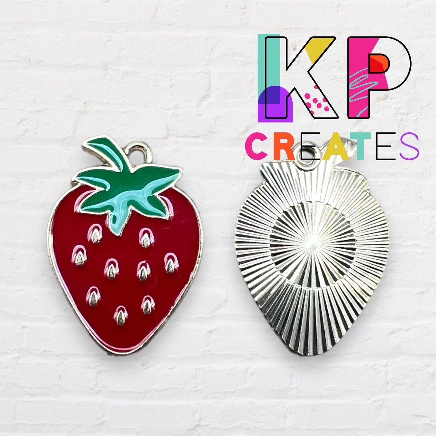 Strawberry Style 2 Enamel Charm