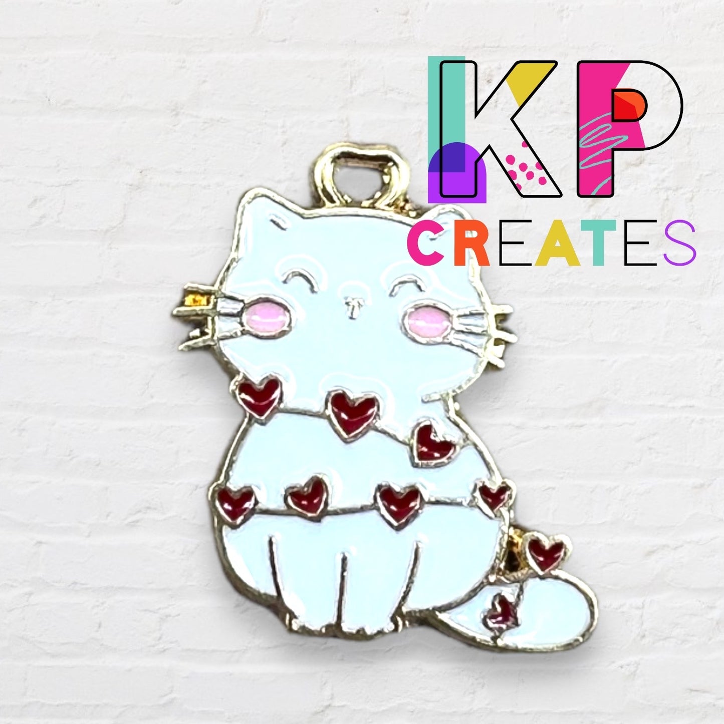 Heart Cat Enamel Charm