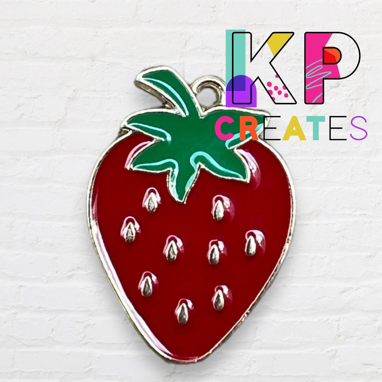 Strawberry Style 2 Enamel Charm