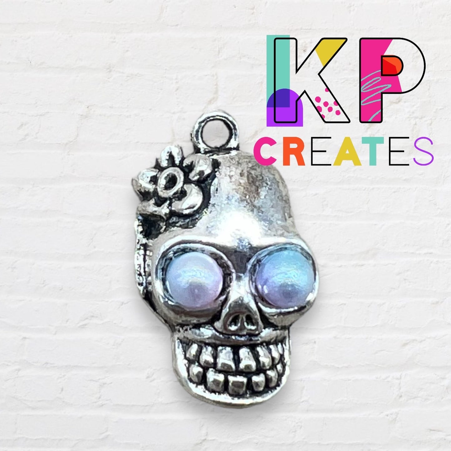 Skull with Gem Eyes Charm