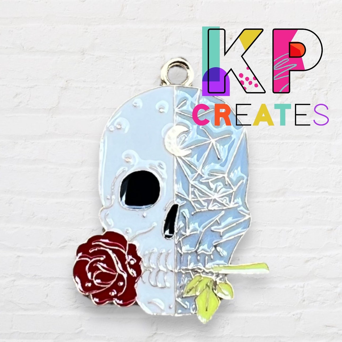 Skull Rose Enamel Charm