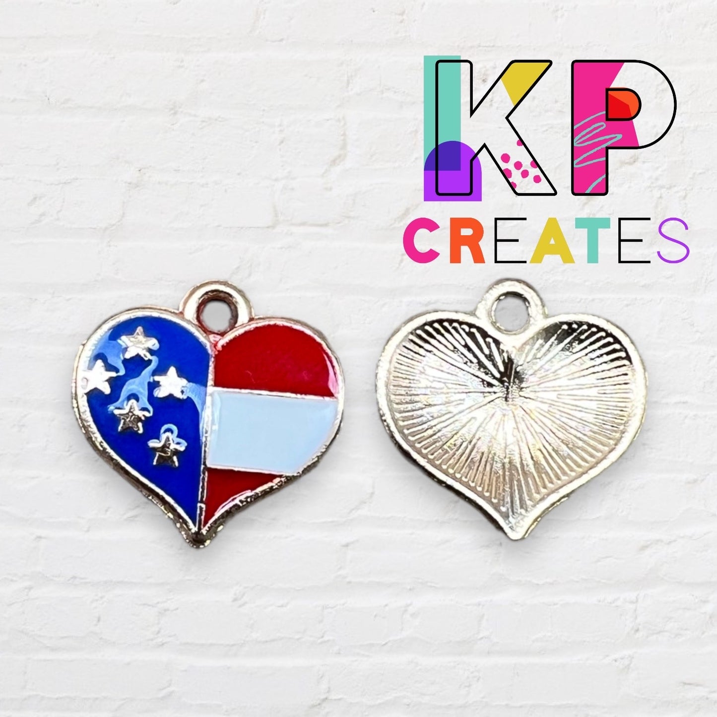 USA Flag Heart Enamel Charm