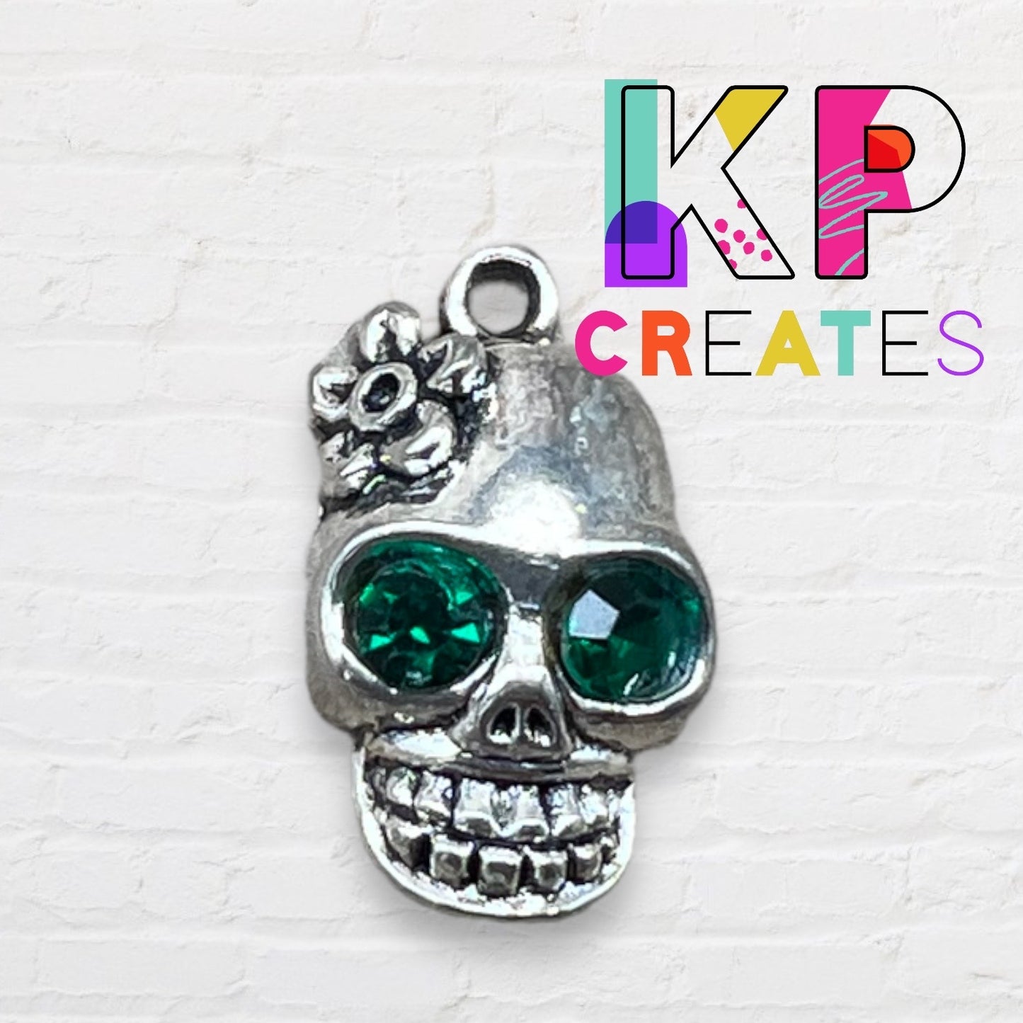 Skull with Gem Eyes Charm