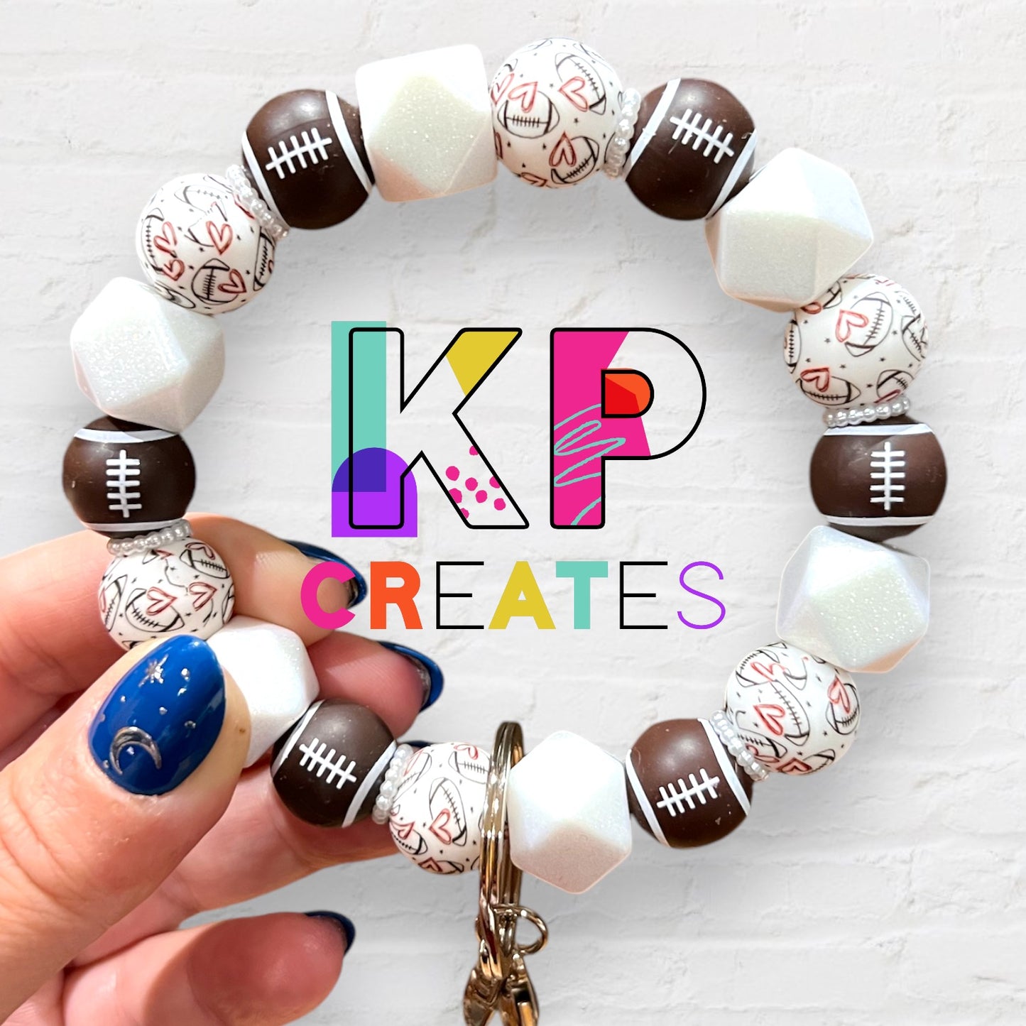 Football Lover Silicone Bead Wristlet Keychain