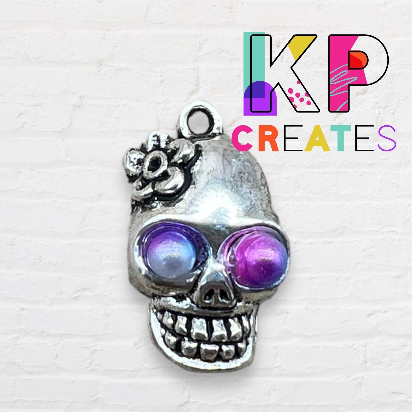 Skull with Gem Eyes Charm