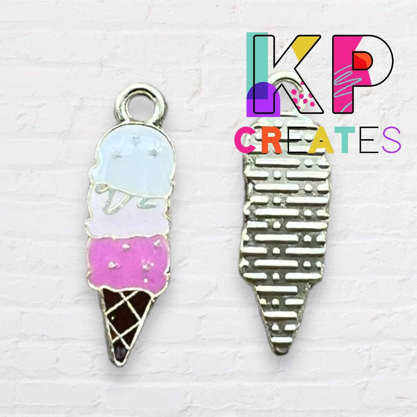 Ice Cream Cone Enamel Charm