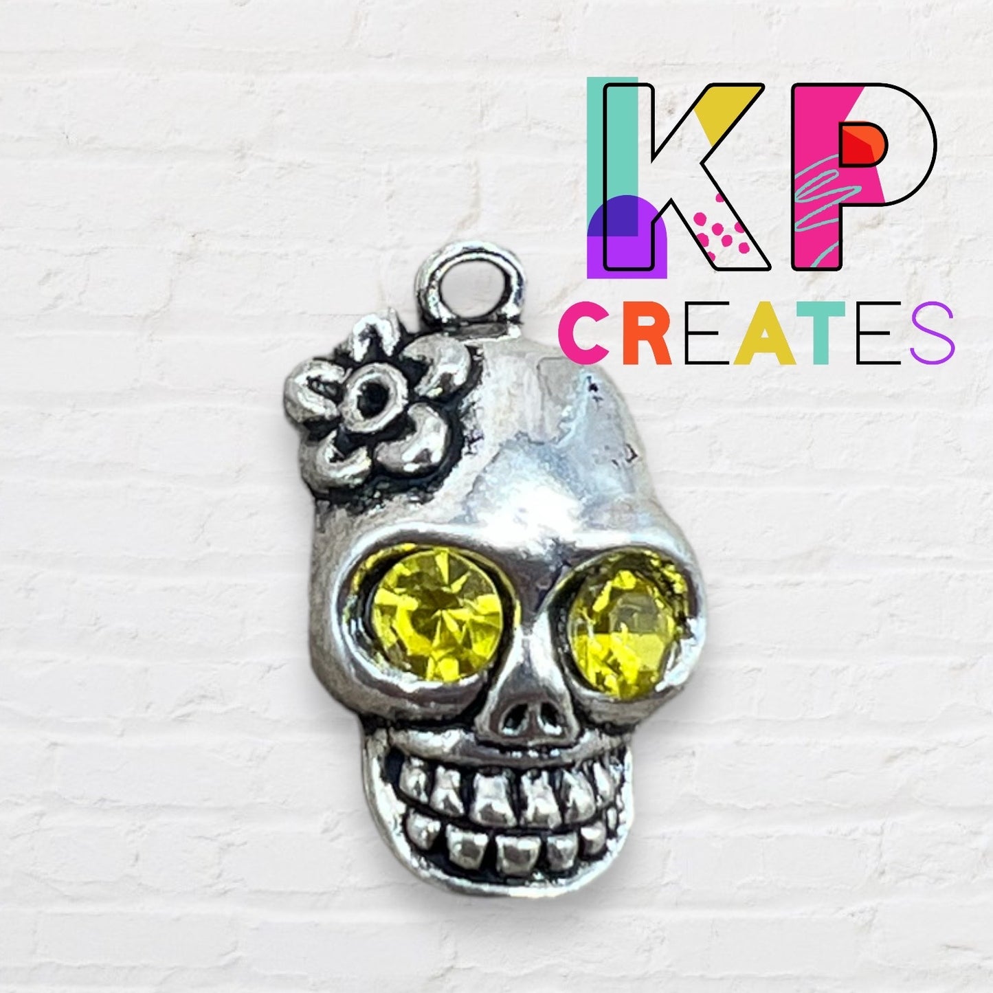 Skull with Gem Eyes Charm