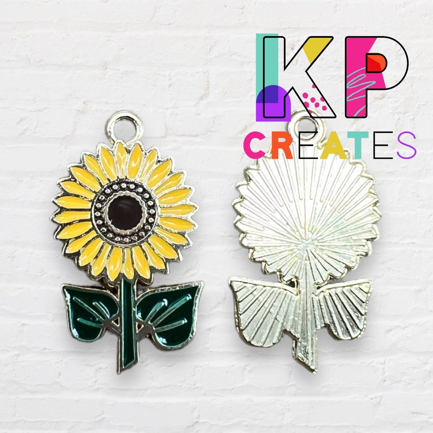 Sunflower Enamel Charm