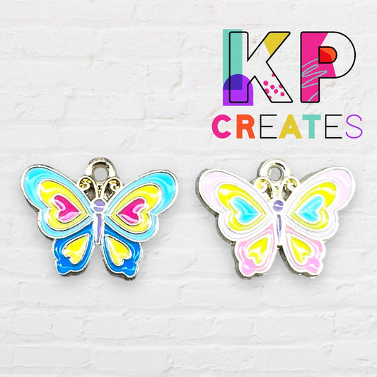 Heart Butterfly Enamel Charm