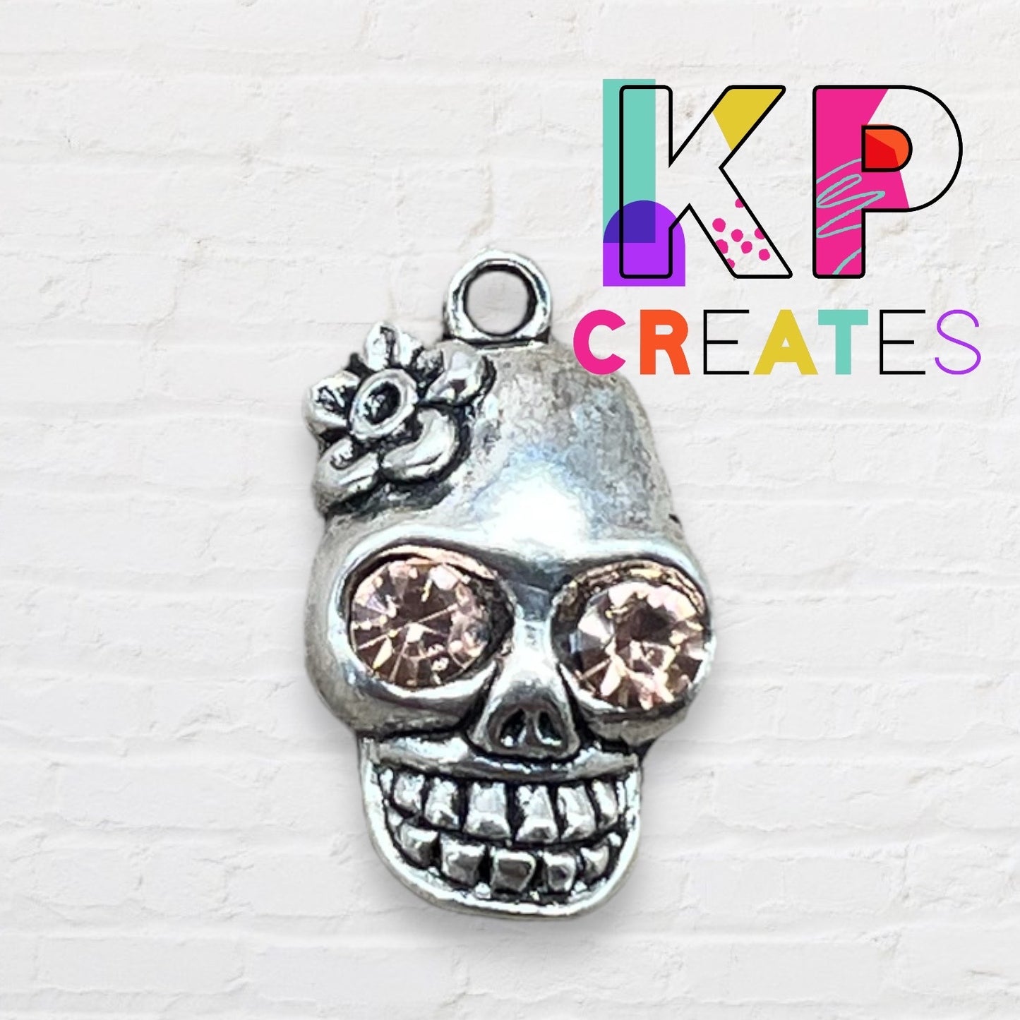 Skull with Gem Eyes Charm