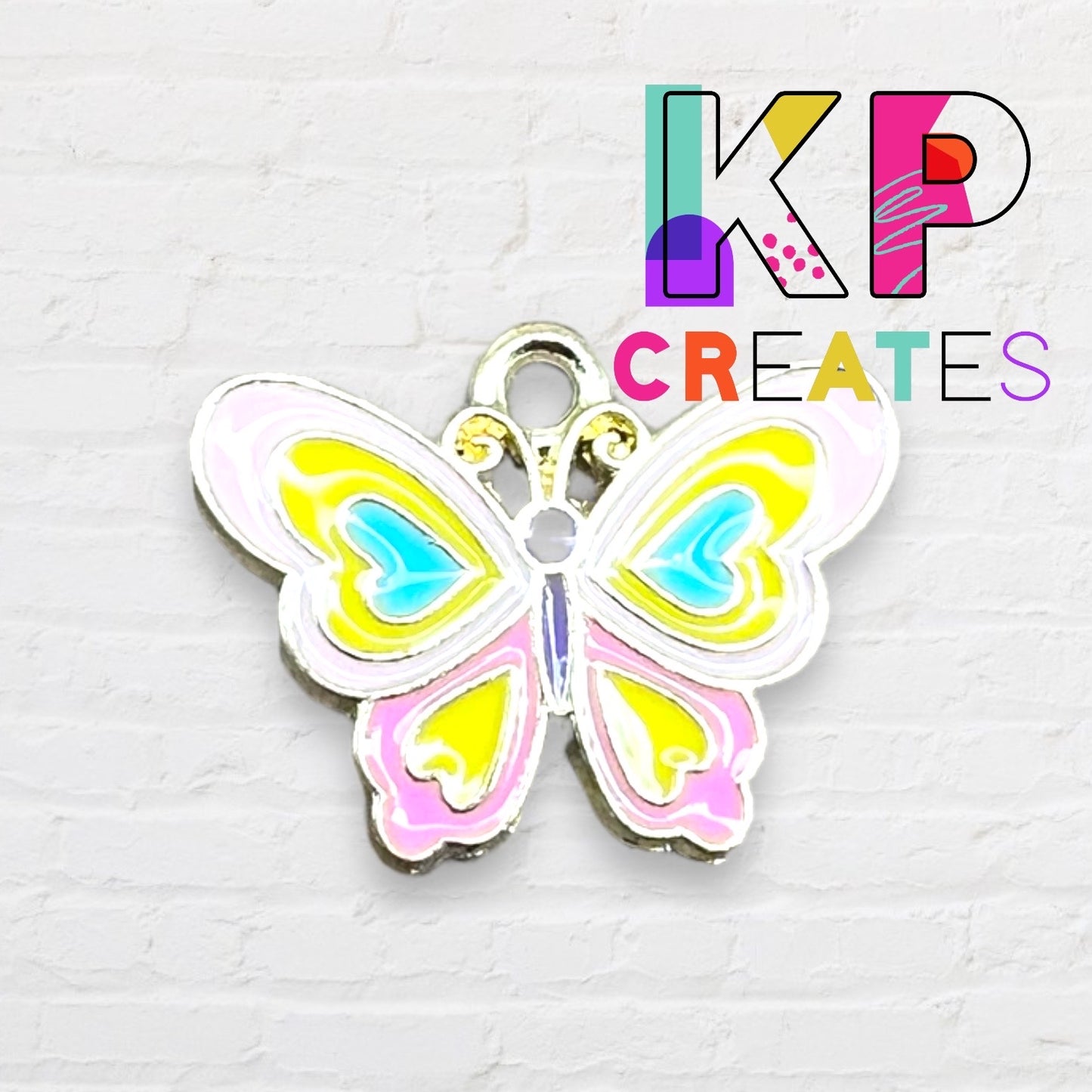 Heart Butterfly Enamel Charm