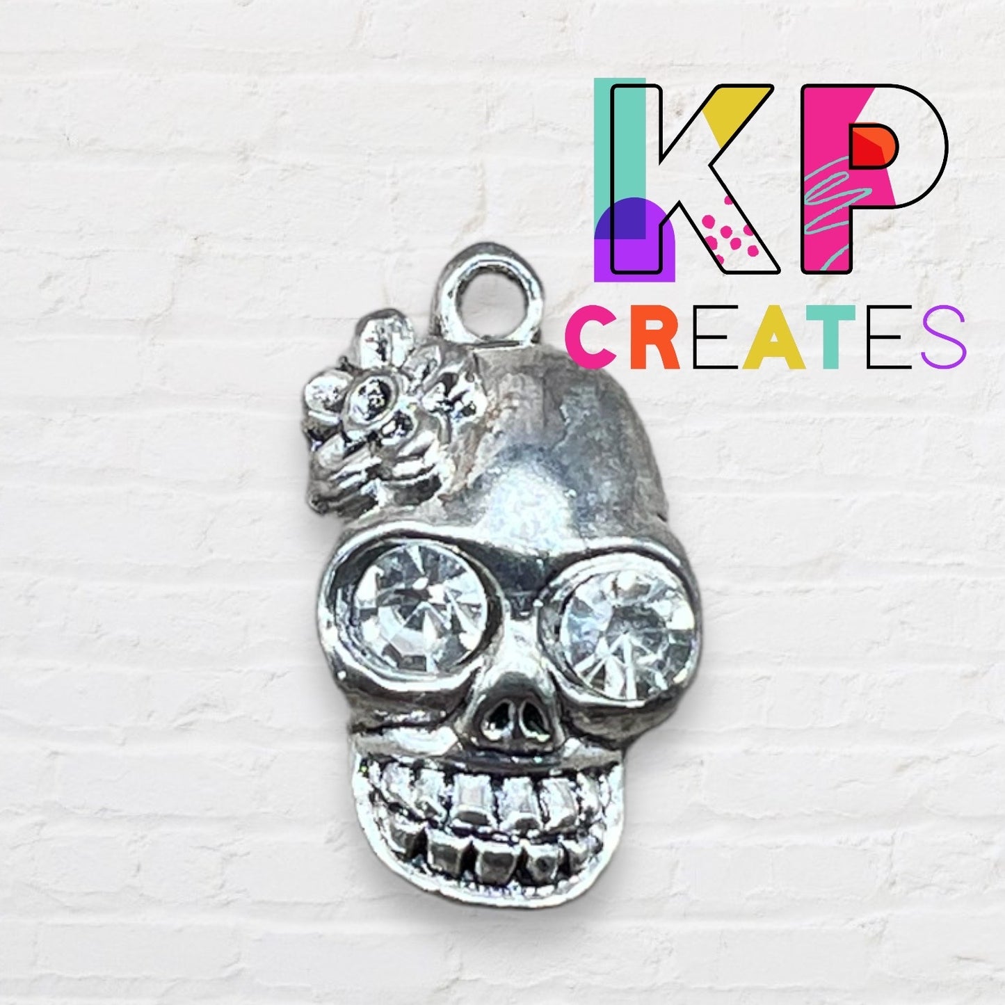 Skull with Gem Eyes Charm