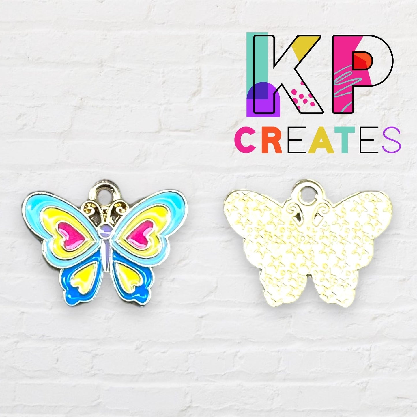 Heart Butterfly Enamel Charm