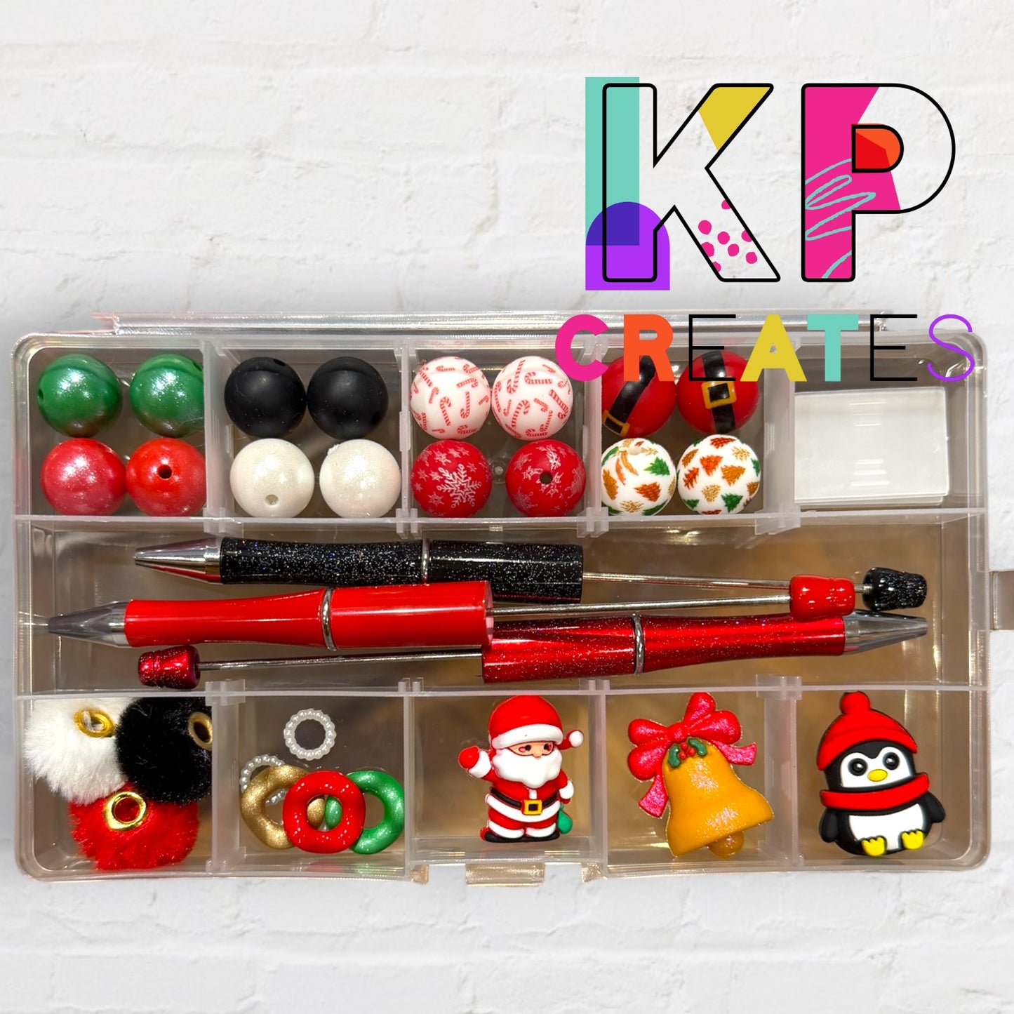 3D Red Christmas DIY Beaded Pens Kit