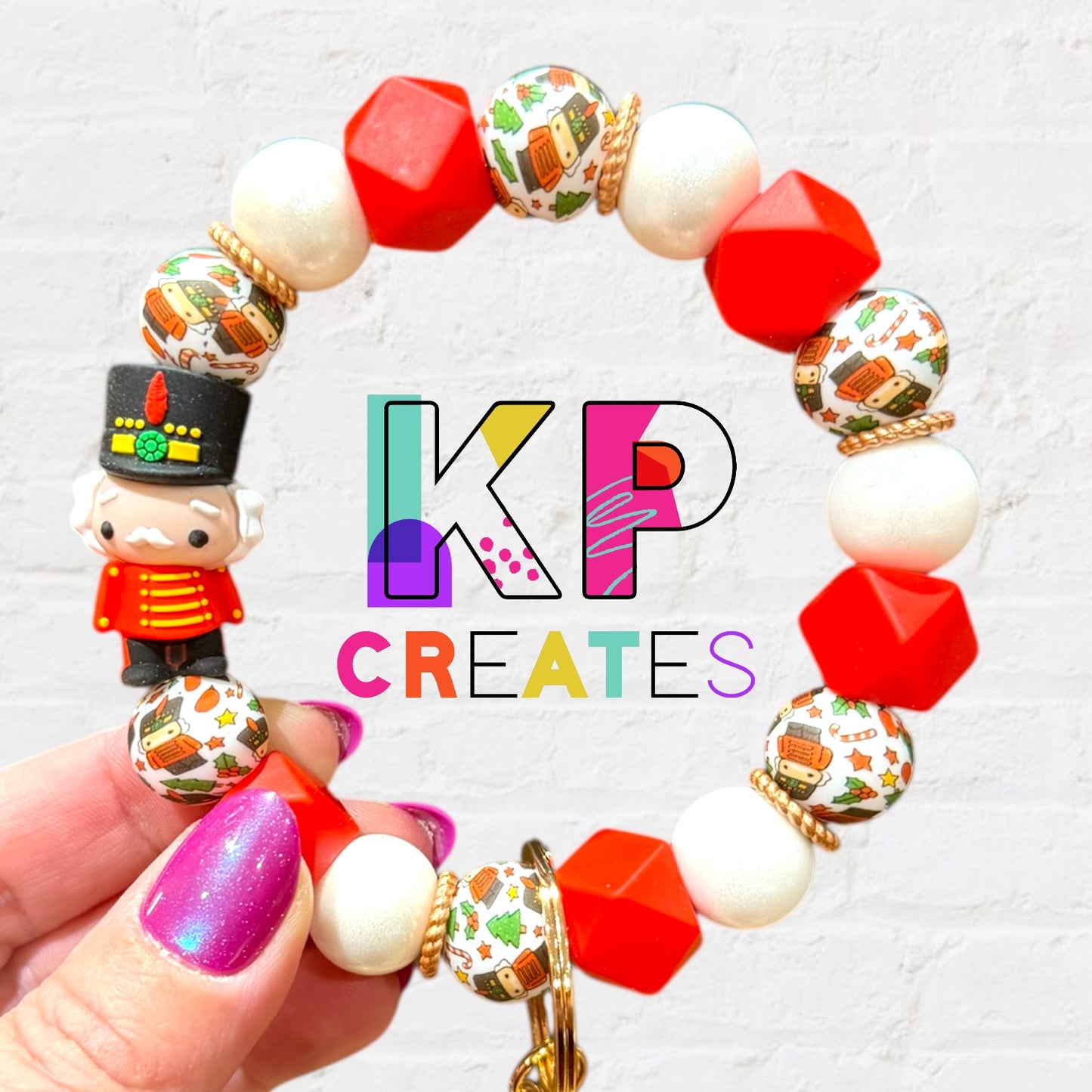 Nutcracker Silicone Bead Wristlet Keychain