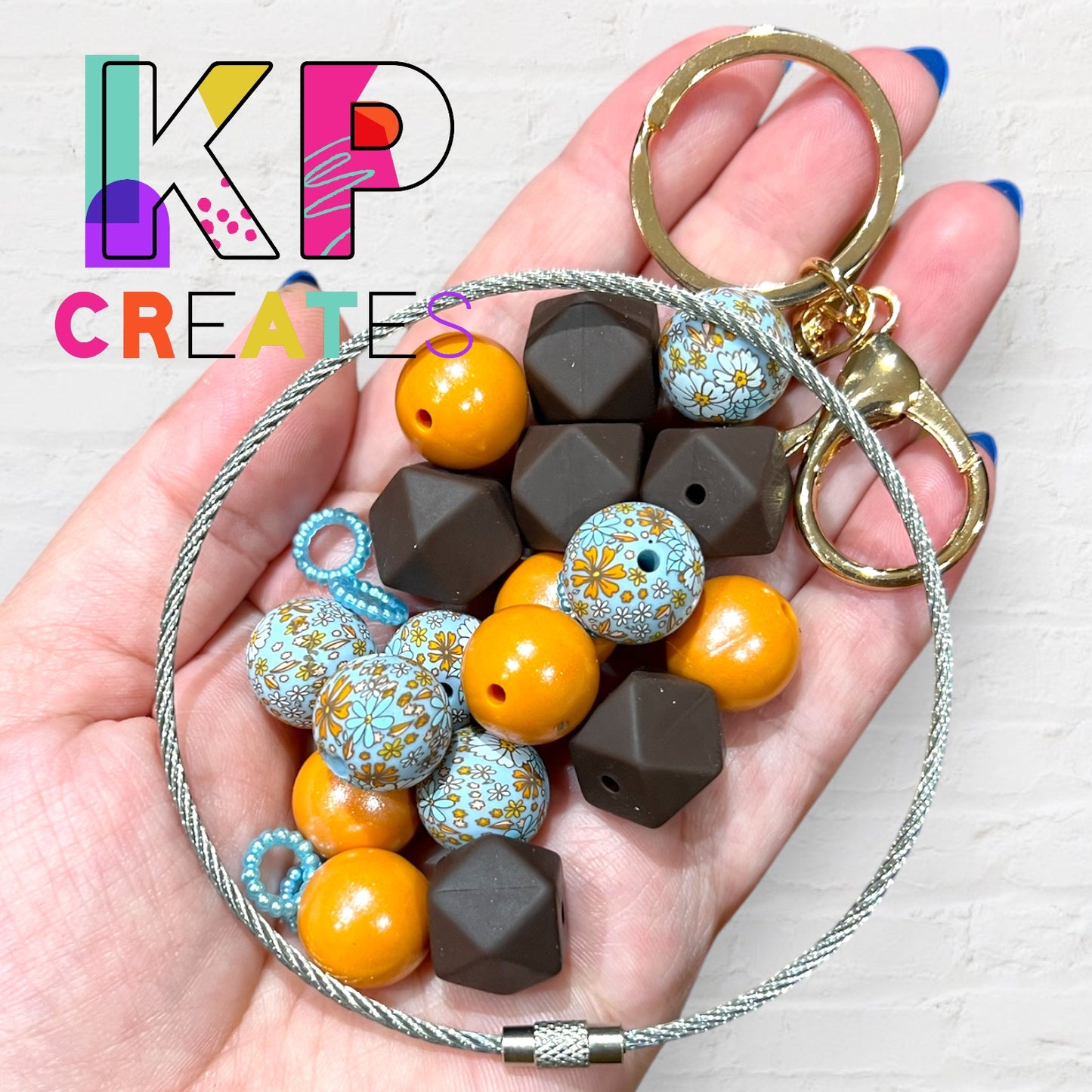 Pretty In Fall Silicone Bead Wristlet Keychain