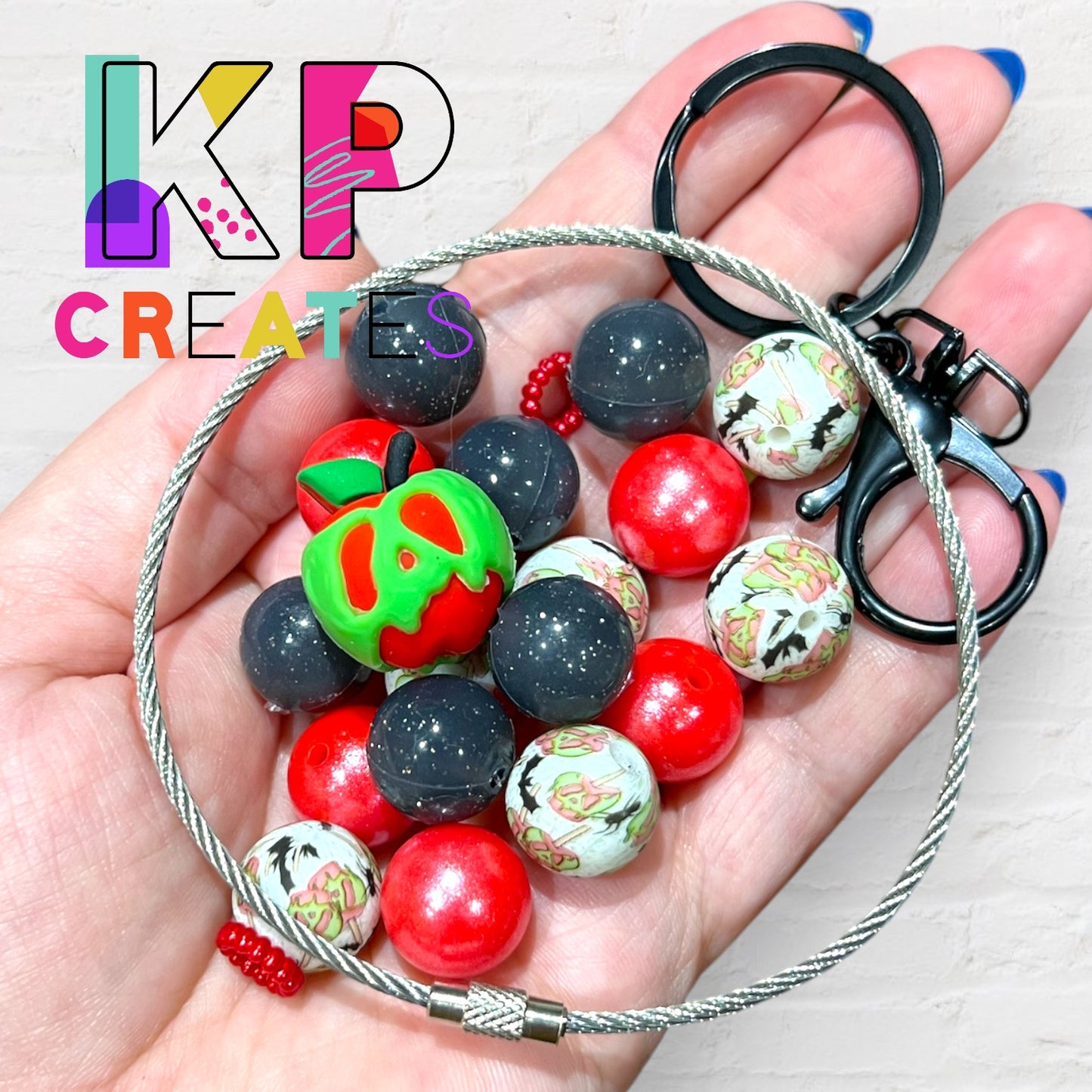 Poisoned Apple Silicone Bead Wristlet Keychain