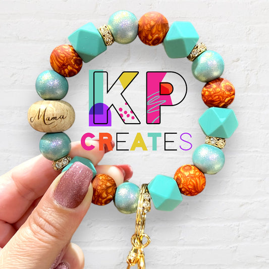 I Leather Mama Silicone Bead Wristlet Keychain