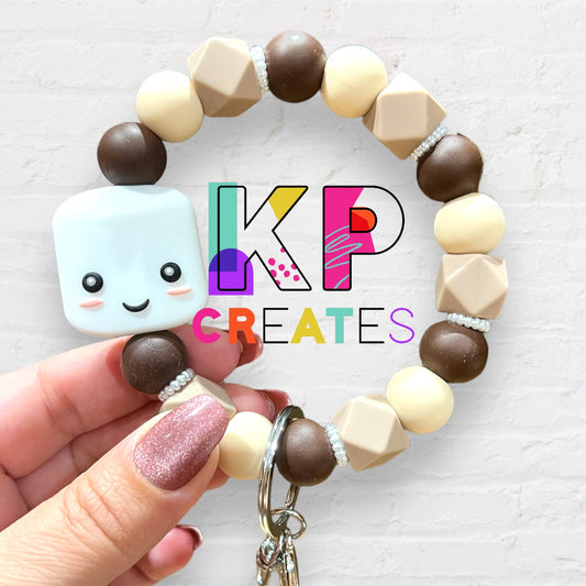 I Love You S’More Silicone Bead Wristlet Keychain